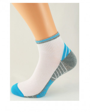 Dámské ponožky s ionty stříbra Bratex Ona Sport 3061 bílá-jeans 36-38