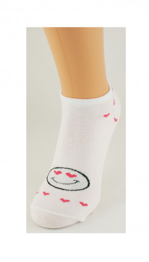 Dámské ponožky Bratex 0242 Emotki bílá 39-41