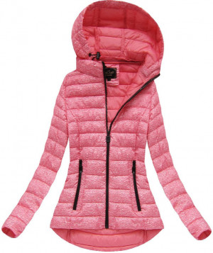 Růžová dámská bunda s kapucí (7210BIG) růžová