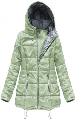Prošívaná bunda v olivové barvě s kapucí (B1075-30) zelená XXL (44)
