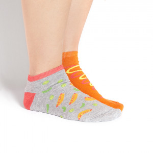 Nepárové ponožky SOXO GOOD STUFF - Hot dog POMARAŃCZOWY/SZARY 40-45