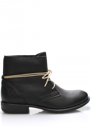 Černé kožené boty s tkaničkami Online Shoes