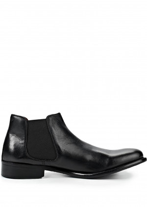 Černé pánské kožené kotníkové boty Paolo Vandini