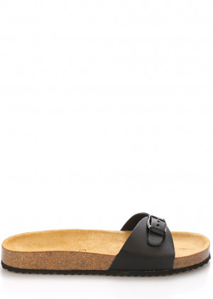 Černé nízké kožené zdravotní pantofle EMMA Shoes