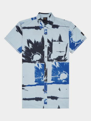 Košile O´Neill Lm Allover Flowal S/Slv Shirt Modrá