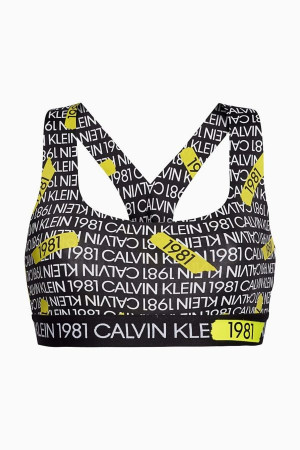 Podprsenka QF5502E - 7ZP Women´s Unlined Bralette - Calvin Klein černá s potiskem