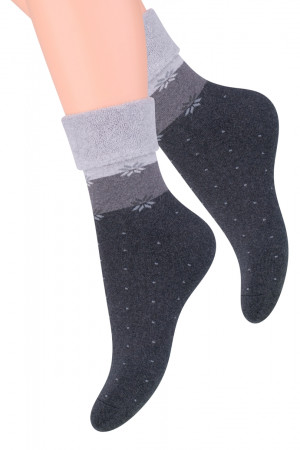 Vyhrnuté dámské ponožky FROTTE 053 šedá 35-37