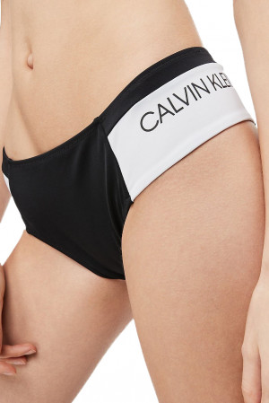 Spodní díl plavek KW0KW00841-BEH černobílá - Calvin Klein černo-bílá