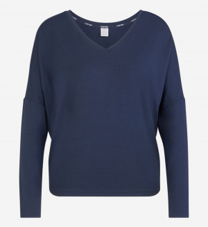 Dámské triko na spaní QS6331E-OPP tmavěmodrá - Calvin Klein tmavě modrá