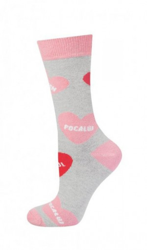 Soxo 3139 dámské ponožky, valentýnské  35-40 grafitová (tmavě šedá)