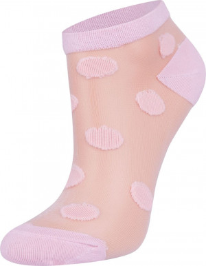 Transparentní dámské ponožky s velkými puntíky SK-55 růžová 37-38