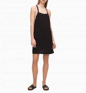 Plážové šaty KW0KW01010-BEH černá - Calvin Klein černá