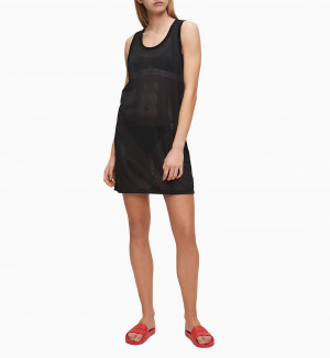 Plážové šaty KW0KW01001-BEH černá - Calvin Klein černá