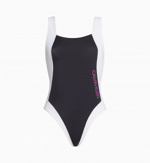 Jednodílné plavky KW0KW00976-BEH černobílá - Calvin Klein černo-bílá