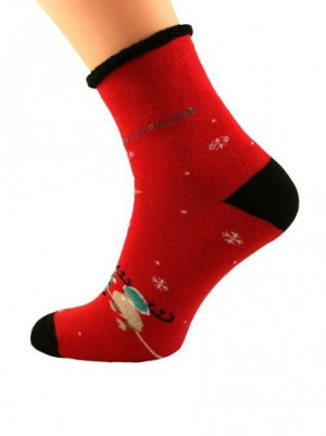 Bratex 0907 X-Mass Socks Dámské ponožky 36-38 červená