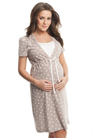 Kojicí a těhotenská noční košile Beáta béžová béžová
