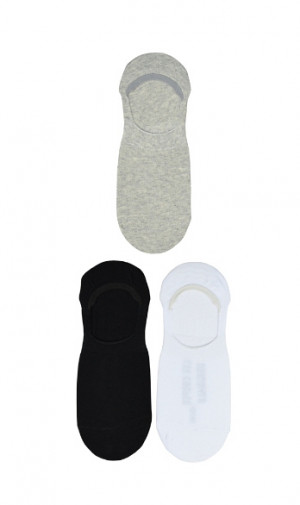 Pánské ponožky mokasíny Lee Cooper 35518 No-Show A'3 bílá-černá-šedá 39-42