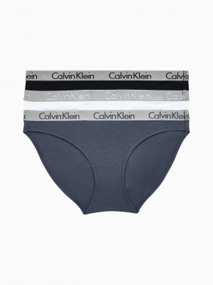 Kalhotky 3pcs QD3589E-CZ3 šedomodrobílá - Calvin Klein šedá, bílá, modrá