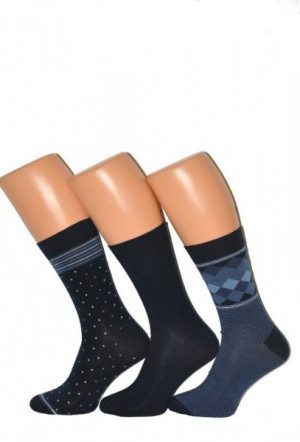 Cornette Premium A40 A'3 pánské vzorované ponožky 39-41 tmavě modrá