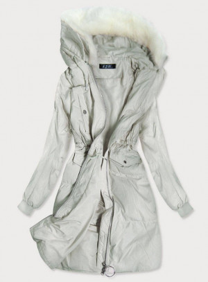 Šedý dámský zimní kabát (17117) šedá S (36)