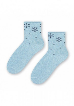 Steven art.099 Vánoční ponožky 38-40 světle modrý melanž