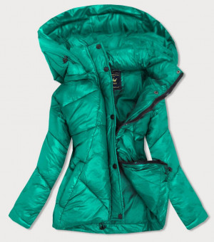 Zelená dámská prošívaná bunda s kapucí, kterou je možné odepnout (7564) zelená S (36)