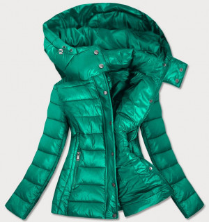 Zelená dámská prošívaná bunda s kapucí, kterou je možné odepnout (7560) zelená S (36)
