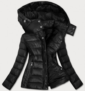 Černá dámská prošívaná bunda s kapucí, kterou je možné odepnout (7560) černá S (36)