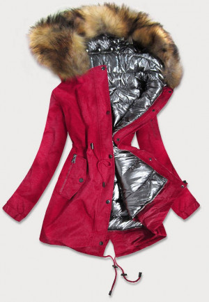 Zimní dámská bunda 4 v 1 ve višňové barvě (B9558-4) červená S (36)