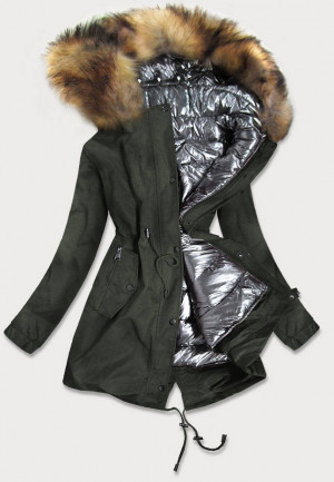 Dámská zimní bunda 4 v 1 v khaki barvě (B9558-11) khaki S (36)