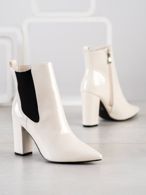 Trendy  kotníčkové boty dámské hnědé na širokém podpatku