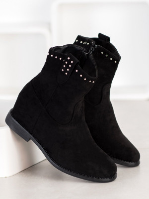Komfortní  kotníčkové boty černé dámské na klínku