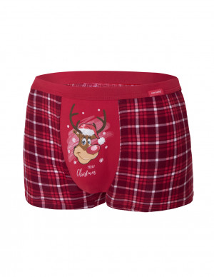 Pánské boxerky Cornette 007/58 Reindeer 2 Merry Christmas červená