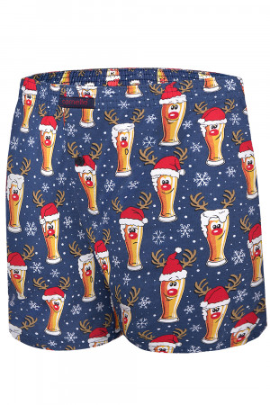Pánské boxerky Cornette Merry Christmas Beer 4 016/12 tmavomodrá s