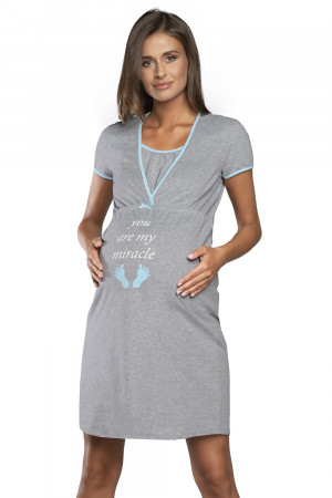 Těhotenská noční košile Italian Fashion Carlina kr.r. melanż/niebieski s