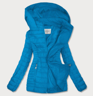 Světle modrá prošívaná dámská bunda s kapucí (B0103) modrá