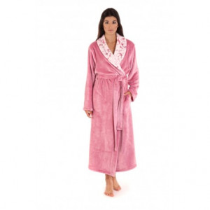 FLORA župan se šálovým límcem XL dlouhý župan se šálovým límcem růžová 3352 flannel fleece - polyester
