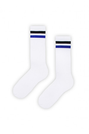 Dámské i pánské hrubší ponožky Sport - proužky - EE bílá,šedá,černá 35-38