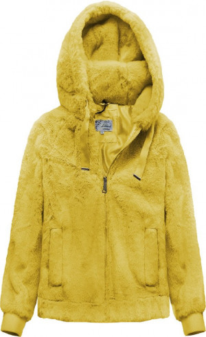 Žlutá plyšová bunda s kapucí (2019) žlutá S (36)