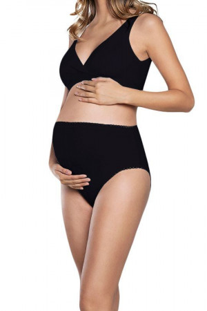 Bavlněné těhotenské kalhotky Mama Maxi černé černá