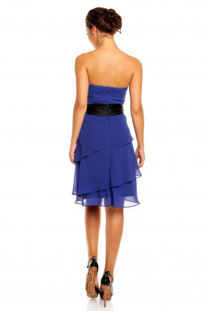 Společenské šaty korzetové značkové MAYAADI s mašlí a sukní s volány modré - Modrá - MAYAADI