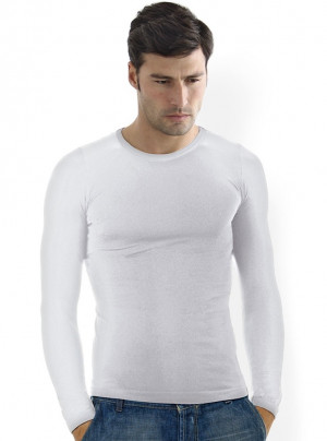 Pánské triko bezešvé T-shirt girocollo manica lunga - Intimidea bílá S/M