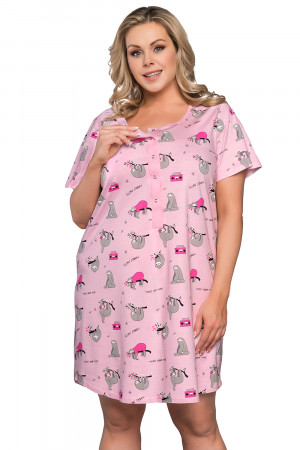 Těhotenská a kojící noční košile Italian Fashion Orso kr.r. růžový m