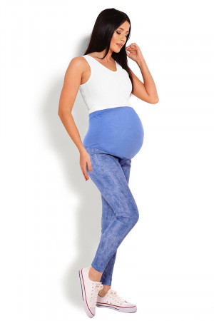 Těhotenské legíny 1684 - PeeKaBoo  jeans-modrá S/M