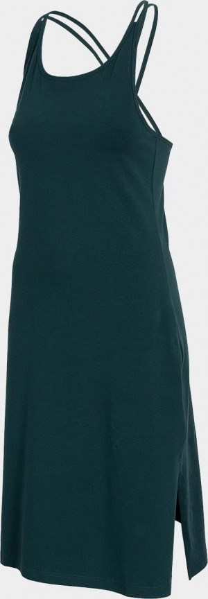 Dámské šaty 4F SUDD013 Tmavě zelené dark green solid