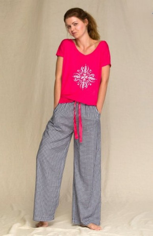 Key LNS 451 3 A21 Dámské pyžamo S růžová-kostka