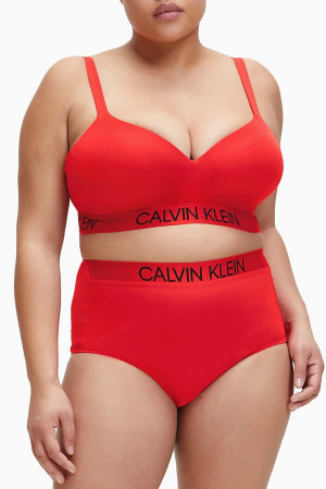 Calvin Klein červený horní díl plavek Demi Bralette Plus Size High Risk Red