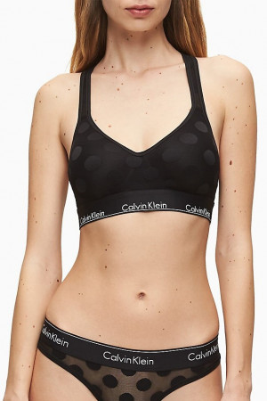 Calvin Klein černá puntíkovaná podprsenka Lightly Lined Bralette