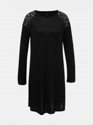 Černé svetrové šaty s krajkou ONLY Karla