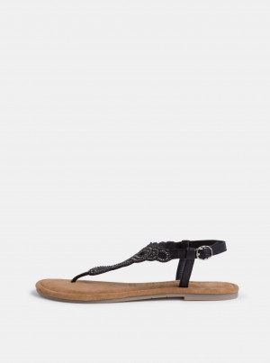 Tamaris černé kožené sandály -